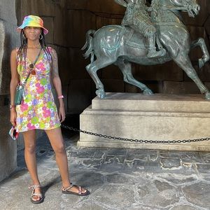 Peppermayo floral v neck mini dress